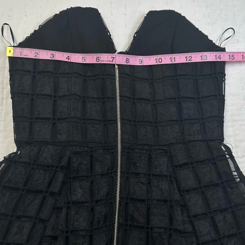 NICHOLAS  Holiday Window Lace Bustier Black Strapless Mesh Dress With Pockets - Picture 8 of 16